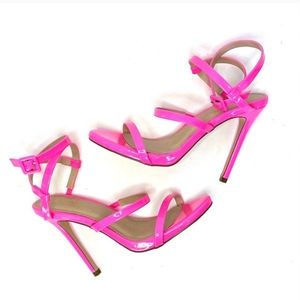 Very sexy Olivia Ferguson Neon Hot Pink Ankle Strap Sandals.  Size 7.